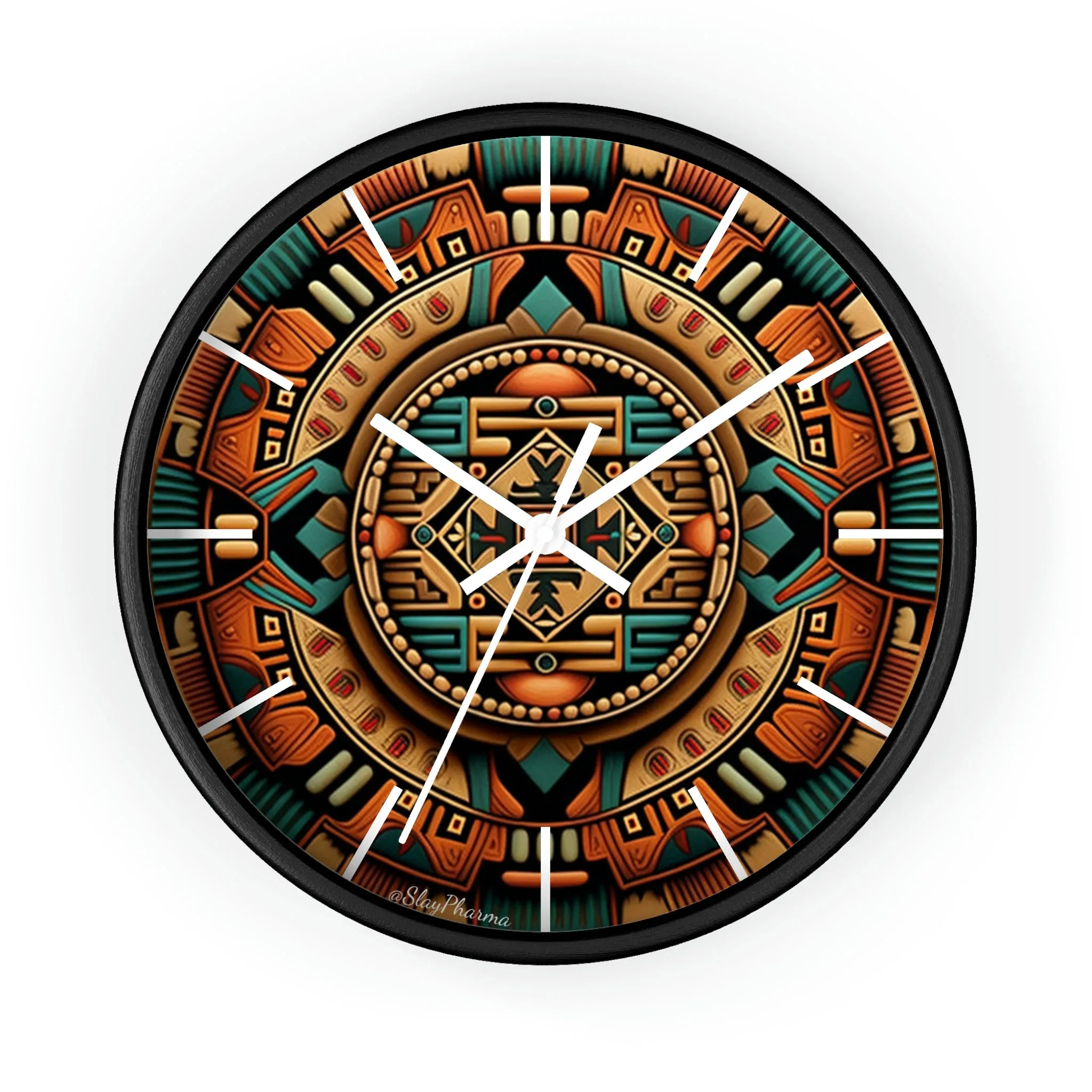 Native American pattern Wall Clock #2 w/ lines