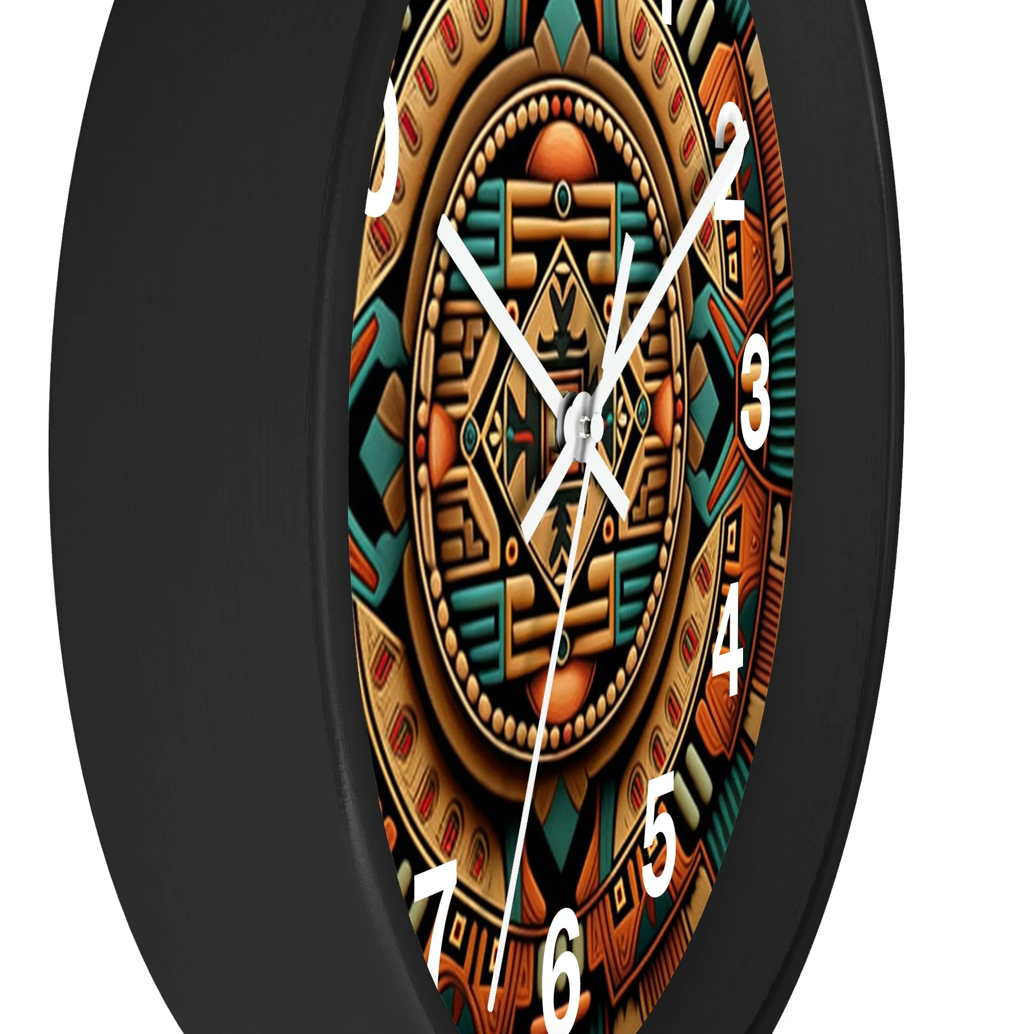 Native American pattern Wall Clock #2 w/ numbers