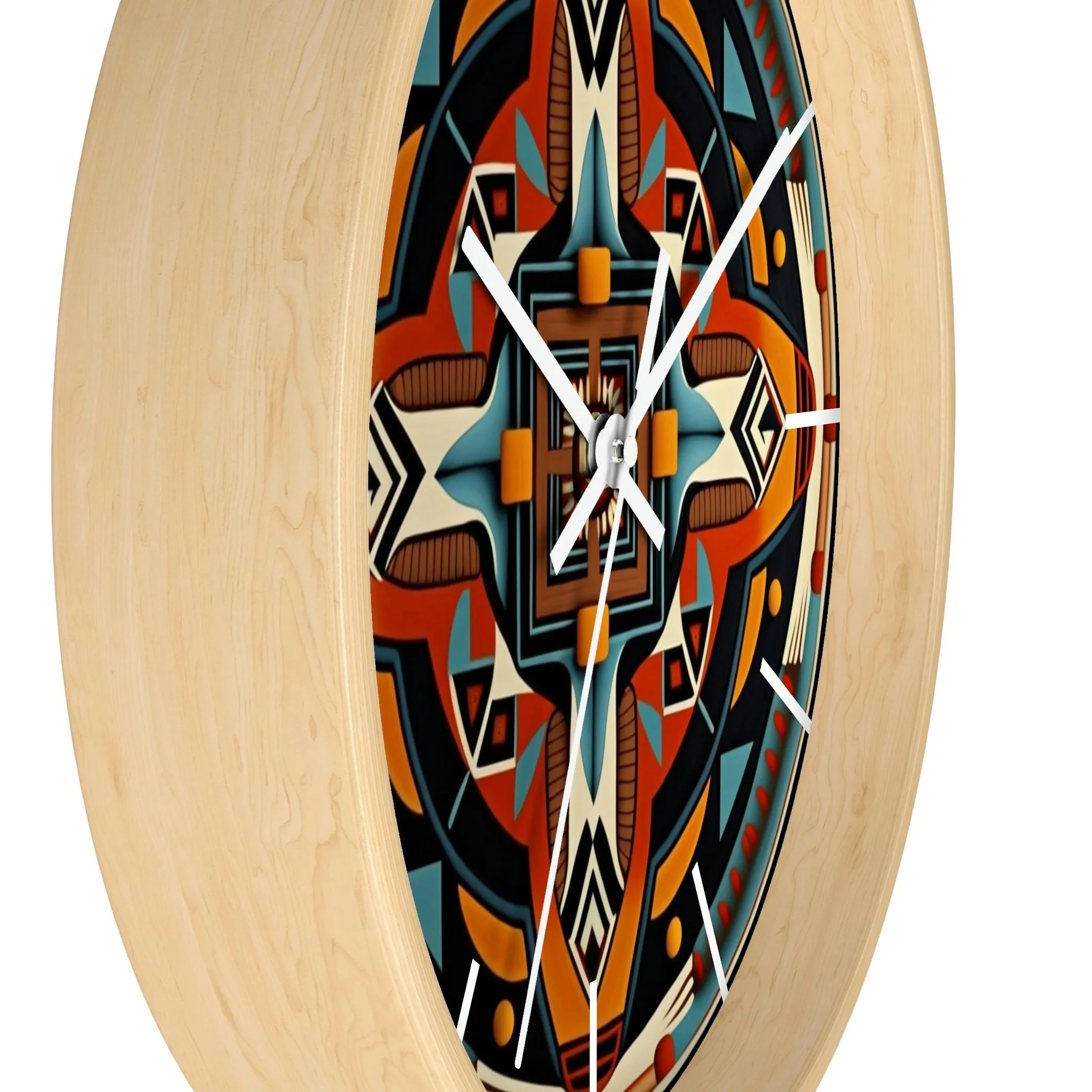 Native American pattern Wall Clock #5 w/ lines