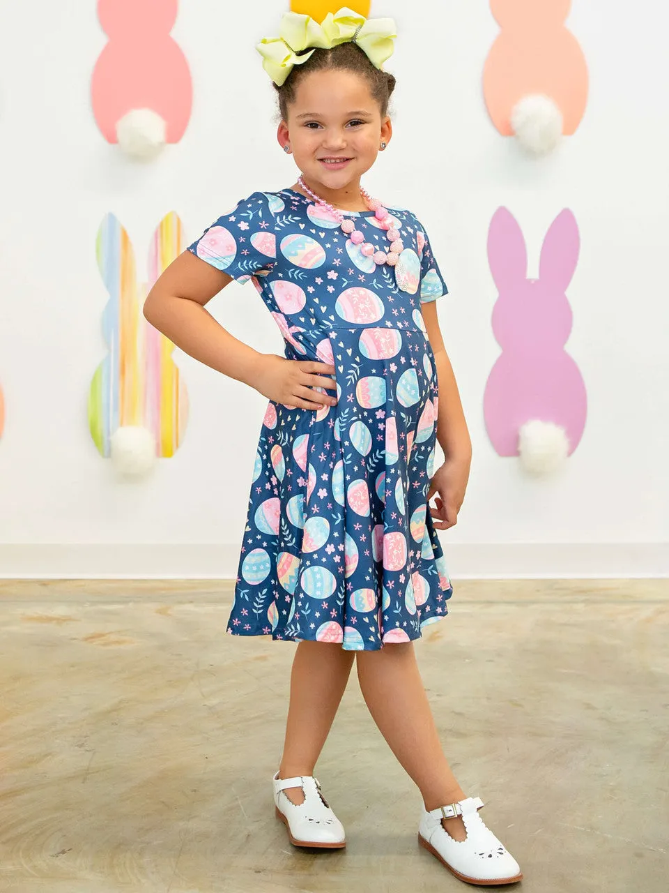 Navy Easter Egg Twirl Dress