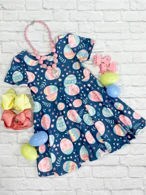Navy Easter Egg Twirl Dress