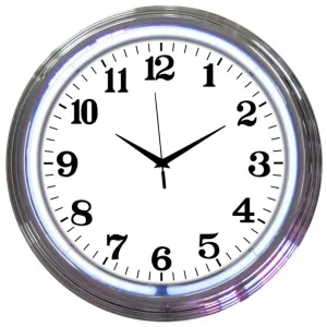 Neonetics CHROME WHITE STANDARD NEON CLOCK