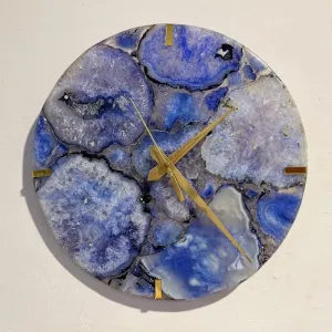 Obelia Handcrafted Agate Wall Clock - Blue
