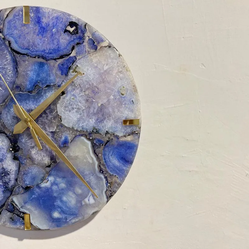Obelia Handcrafted Agate Wall Clock - Blue