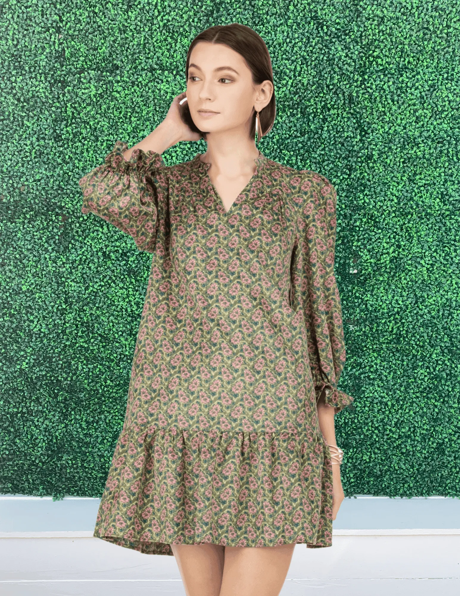 Olive Bouquets Dress