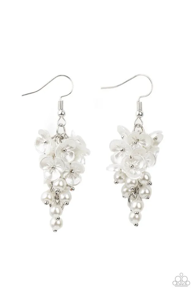 Paparazzi Earring ~ Bountiful Bouquets - White