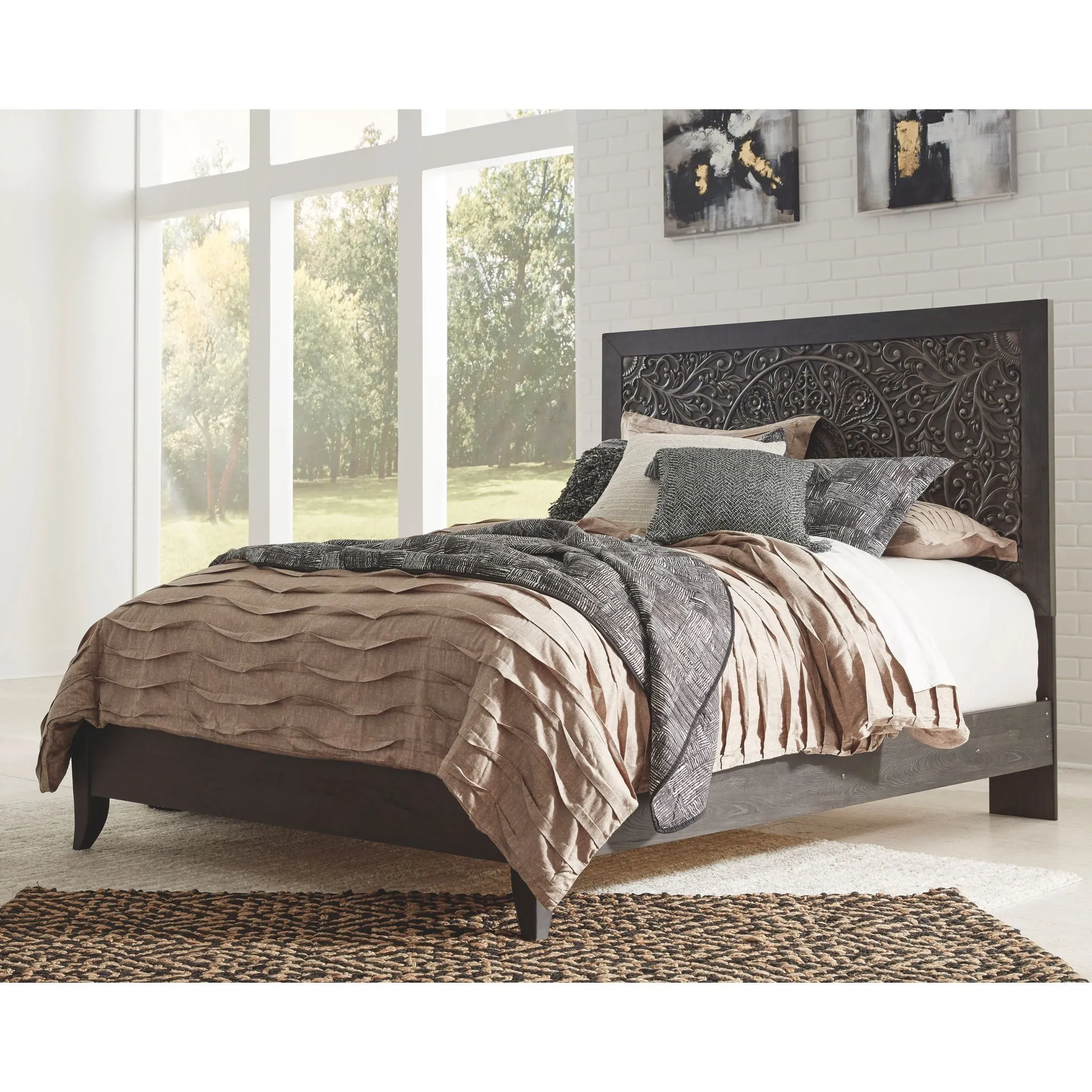 Paxberry 3 Piece Queen Panel Bed - Black