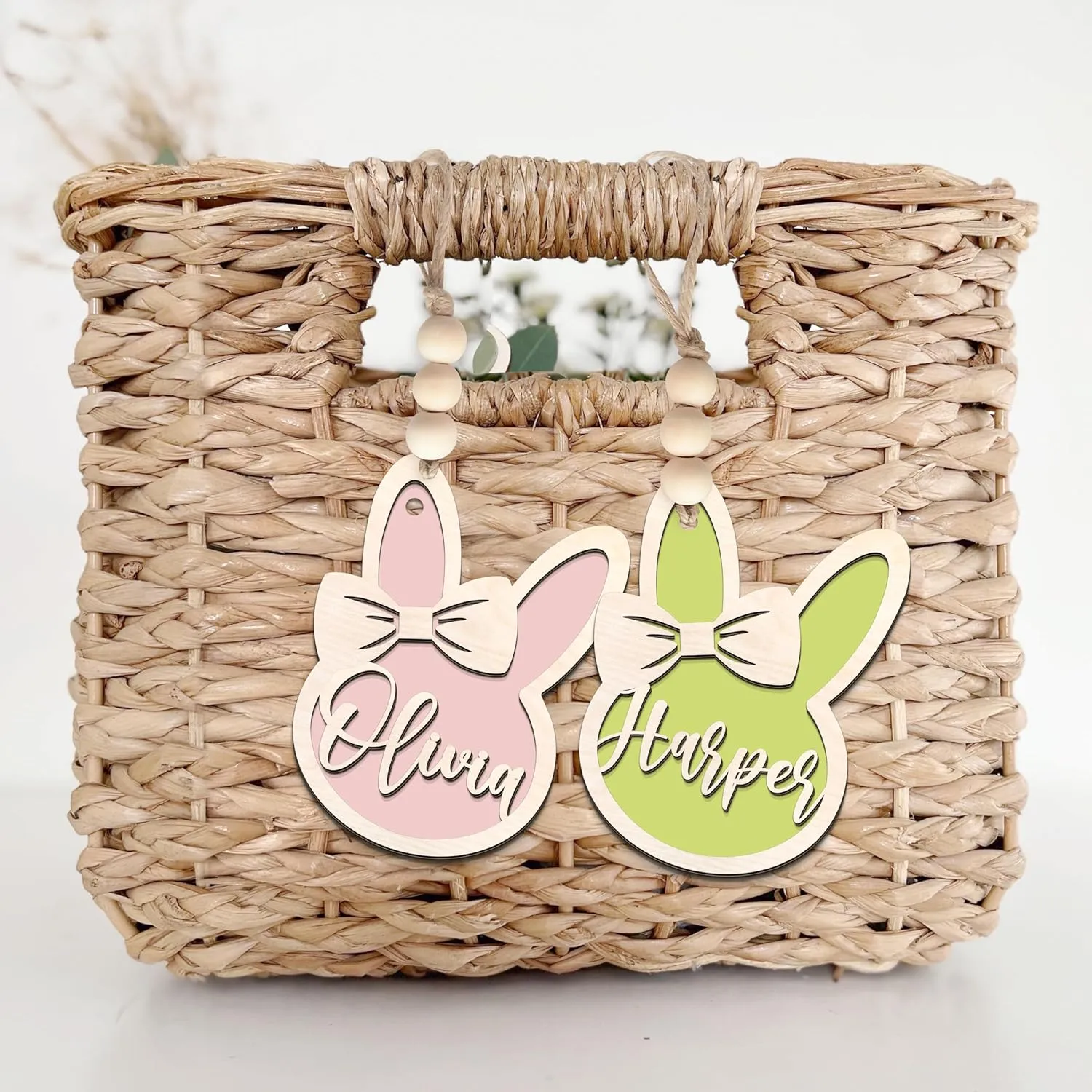 Personalized Easter Bunny Rabbit Ornaments, Wooden Easter Gifts Idea for Kids ET01