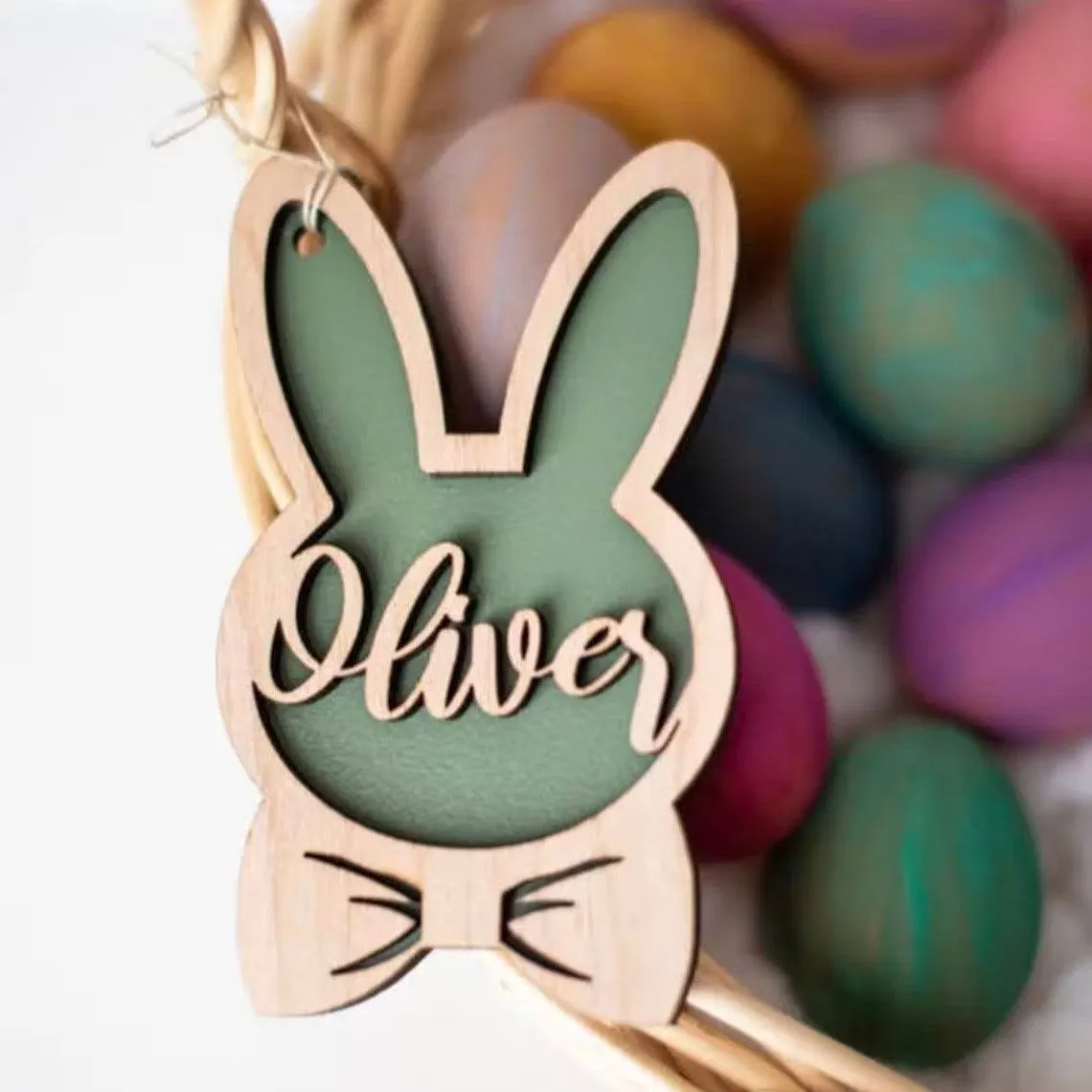 Personalized Easter Bunny Rabbit Ornaments, Wooden Easter Gifts Idea for Kids ET01