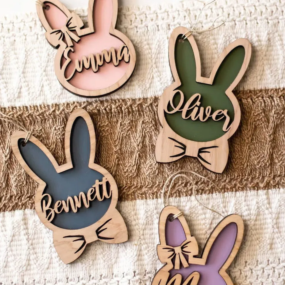 Personalized Easter Bunny Rabbit Ornaments, Wooden Easter Gifts Idea for Kids ET01