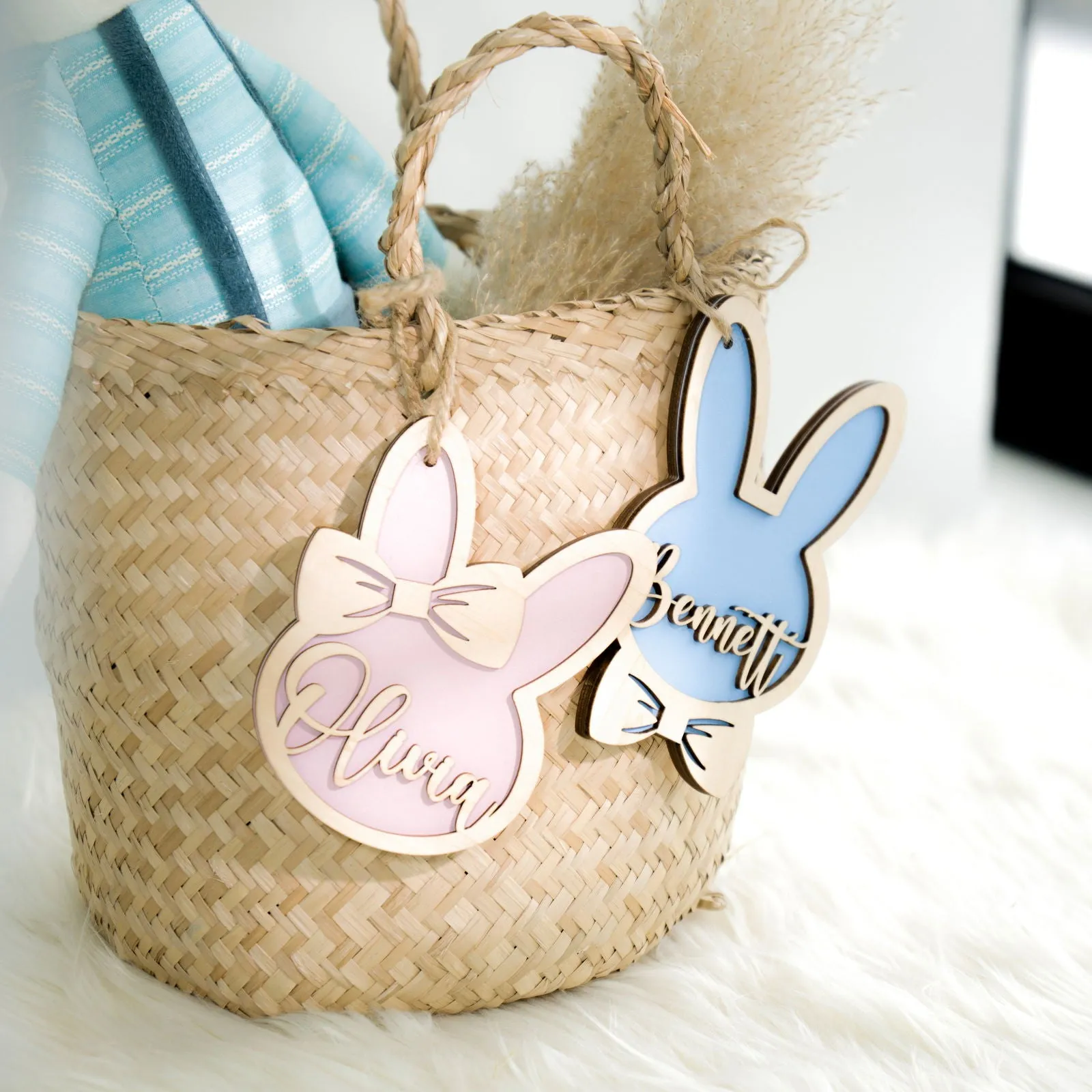 Personalized Easter Bunny Rabbit Ornaments, Wooden Easter Gifts Idea for Kids ET01