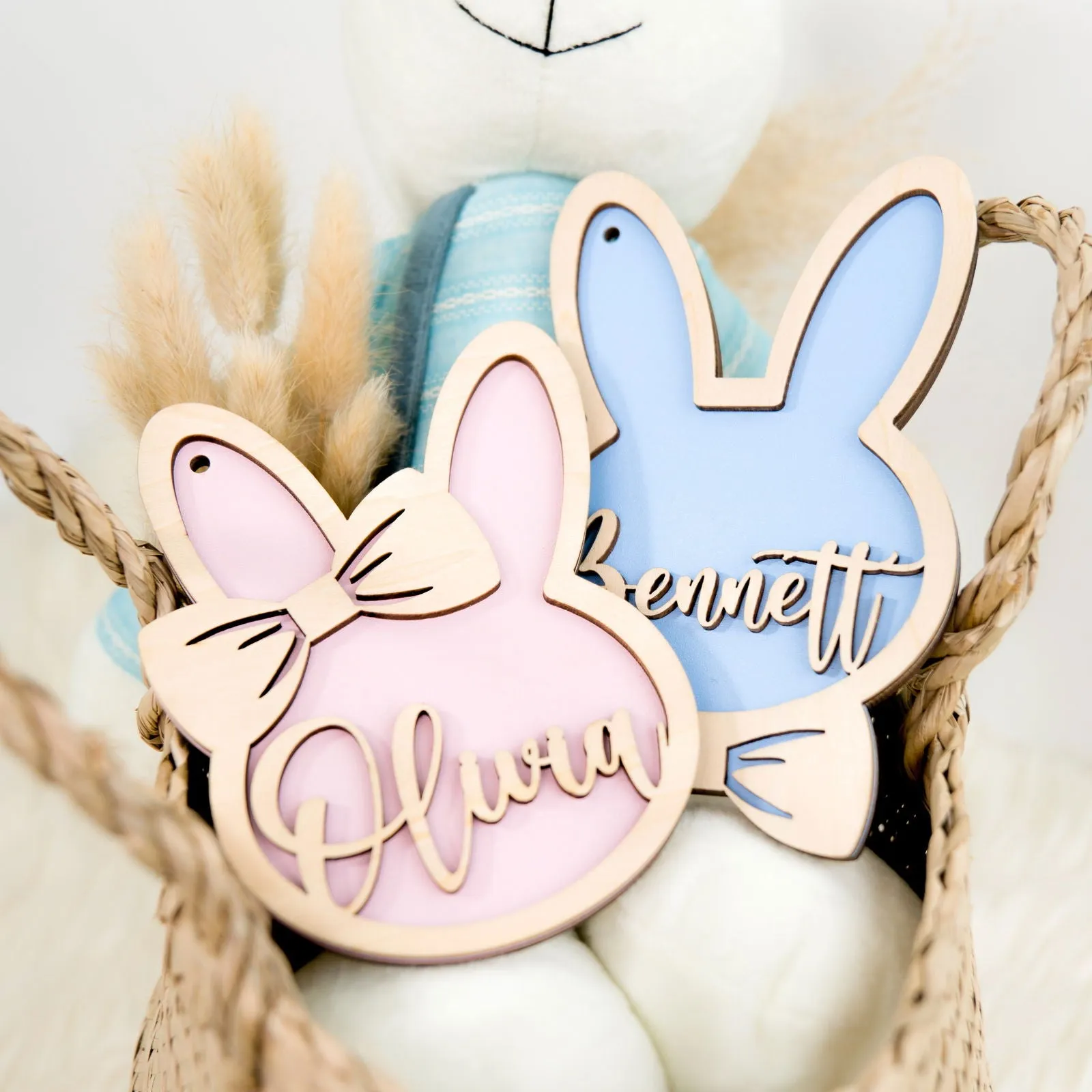 Personalized Easter Bunny Rabbit Ornaments, Wooden Easter Gifts Idea for Kids ET01