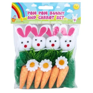 Pompom Bunny And Carrot Set