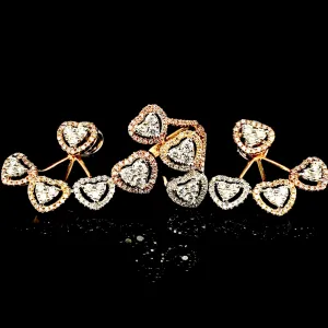 PREORDER | Multi-Tone Floating Heart Cluster Shape Diamond Jewelry Set 14kt