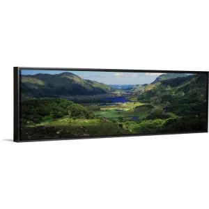 "Birds-eye view of river through mountain landscape, Killarney National Park, " Black Float Frame Canvas Art