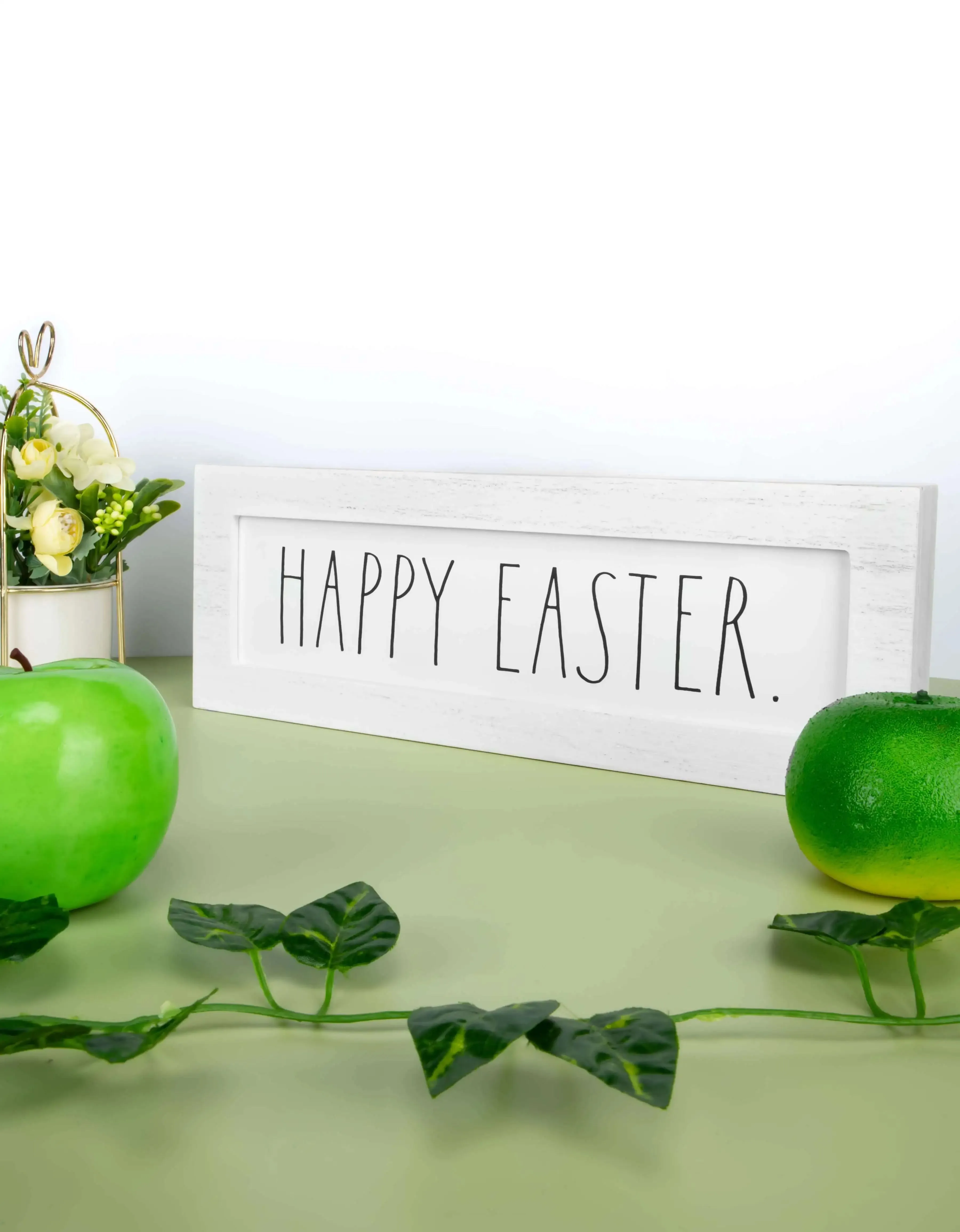 Rae Dunn Freestanding White Wooden “Happy Easter” Sign