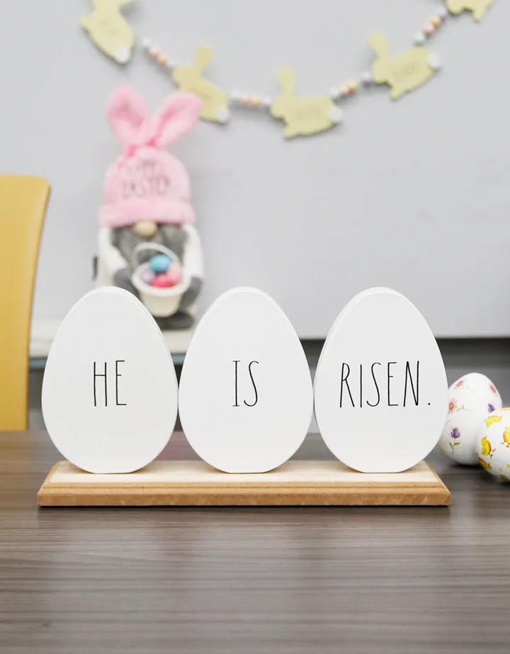 Rae Dunn “He is Risen” Sign in Wooden Easter Eggs Decoration