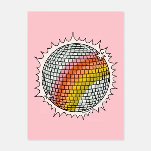Rainbow Disco Ball Print by Doodle by Meg