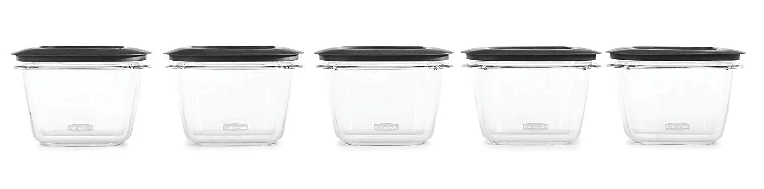 Rubbermaid Premier 5-Pack Easy Find Container Set With Lids, Clear, 7-Cup