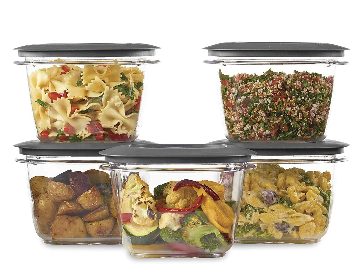 Rubbermaid Premier 5-Pack Easy Find Container Set With Lids, Clear, 7-Cup