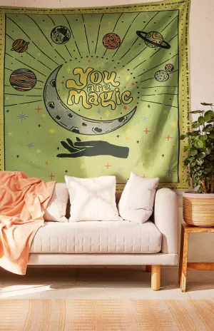 SheetKart Cotton Printed Wall Hanging Tapestry | You are Magic | Bohemian Art | Home Decor Art | Perfect Gift | Aesthetic Room Decor | Proudly Made in India | 84 x 96 inches