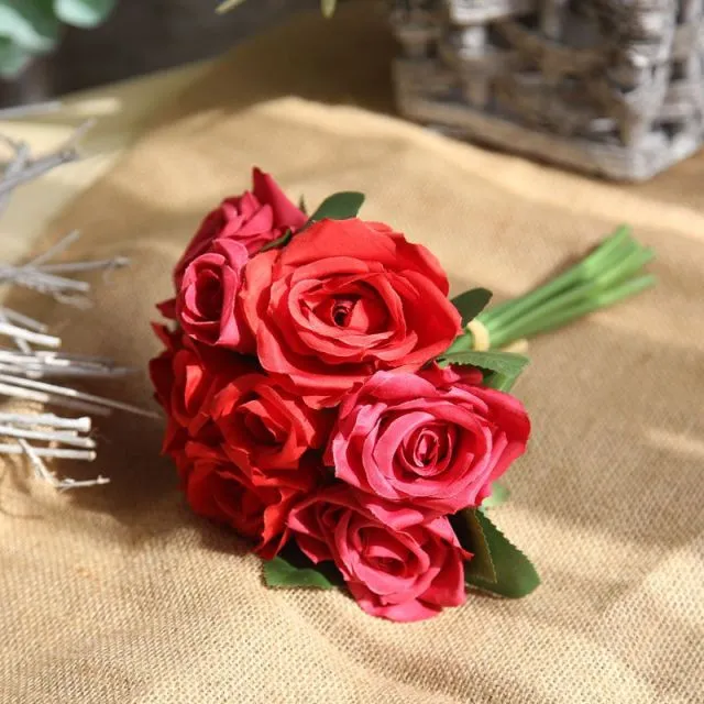 Silk Roses Artificial Flower Bunch for DIY Bridal Bouquet-Bride-Bridesmaids