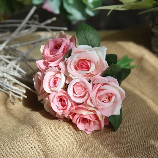 Silk Roses Artificial Flower Bunch for DIY Bridal Bouquet-Bride-Bridesmaids