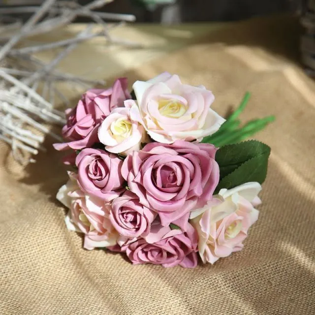 Silk Roses Artificial Flower Bunch for DIY Bridal Bouquet-Bride-Bridesmaids