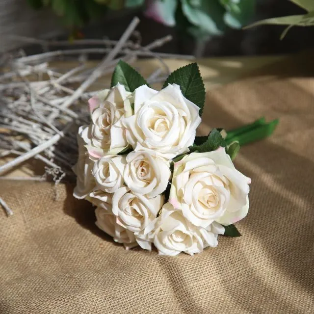 Silk Roses Artificial Flower Bunch for DIY Bridal Bouquet-Bride-Bridesmaids