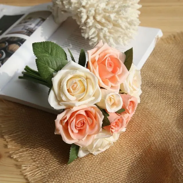 Silk Roses Artificial Flower Bunch for DIY Bridal Bouquet-Bride-Bridesmaids