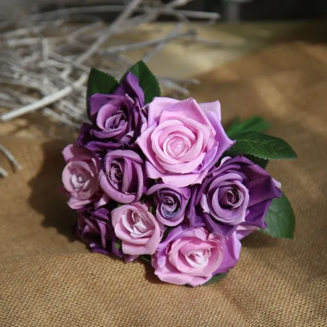 Silk Roses Artificial Flower Bunch for DIY Bridal Bouquet-Bride-Bridesmaids