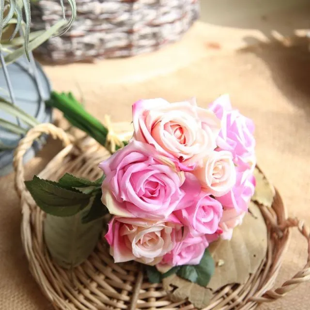 Silk Roses Artificial Flower Bunch for DIY Bridal Bouquet-Bride-Bridesmaids