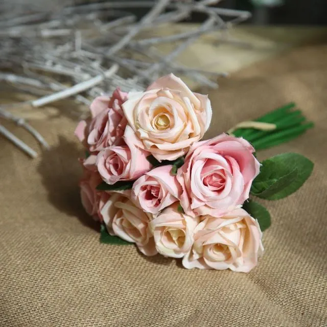 Silk Roses Artificial Flower Bunch for DIY Bridal Bouquet-Bride-Bridesmaids