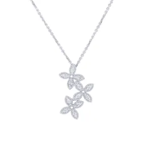 Silver Floating Floral Diamond Necklace