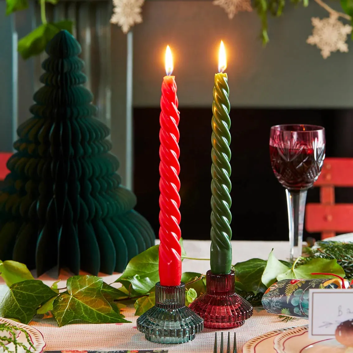 Small Glass Candle Holder (Sage Green)