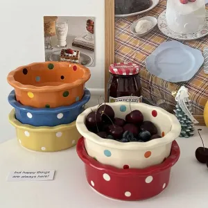 Small polka dot ceramic bowl
