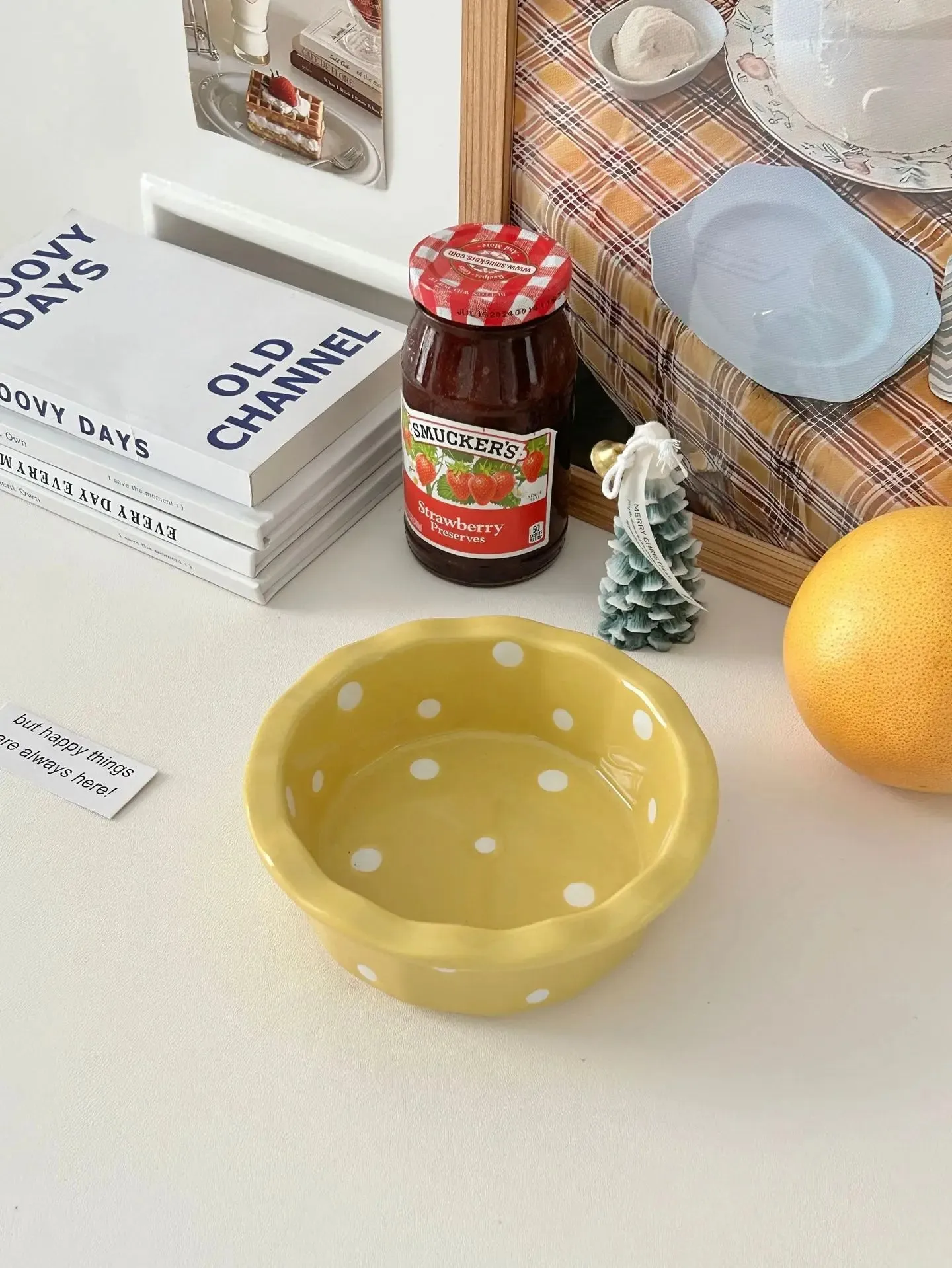 Small polka dot ceramic bowl