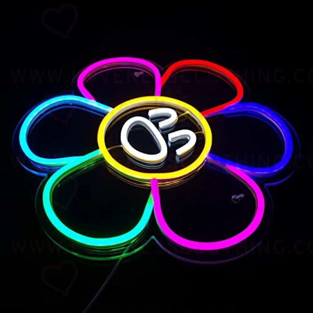 Smiley Face Sunflower Neon Sign Light LED Smiley Face Gifts Light Up Sign for Bedroom Wall Decor Neon Lights Wall Sign Smile Face Rainbow Flower LED Sign Party Décor Sign Lights (A. Rainbow Flower)