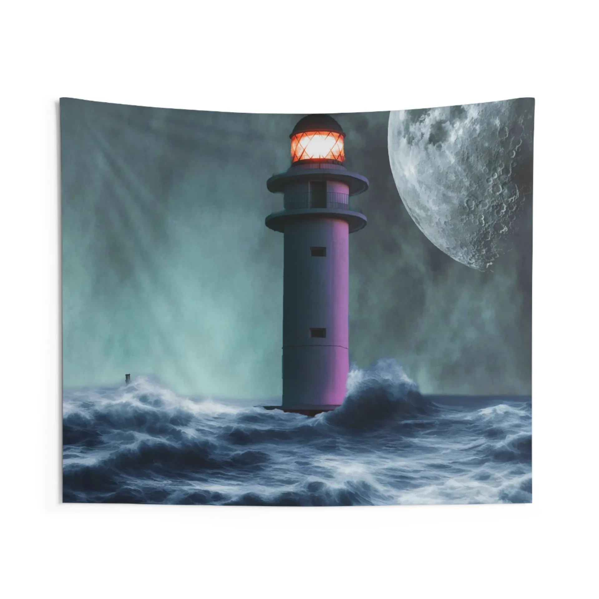 Storm Lighthouse Tapestry | Elegant High-Quality Polyester Wall Hanging
