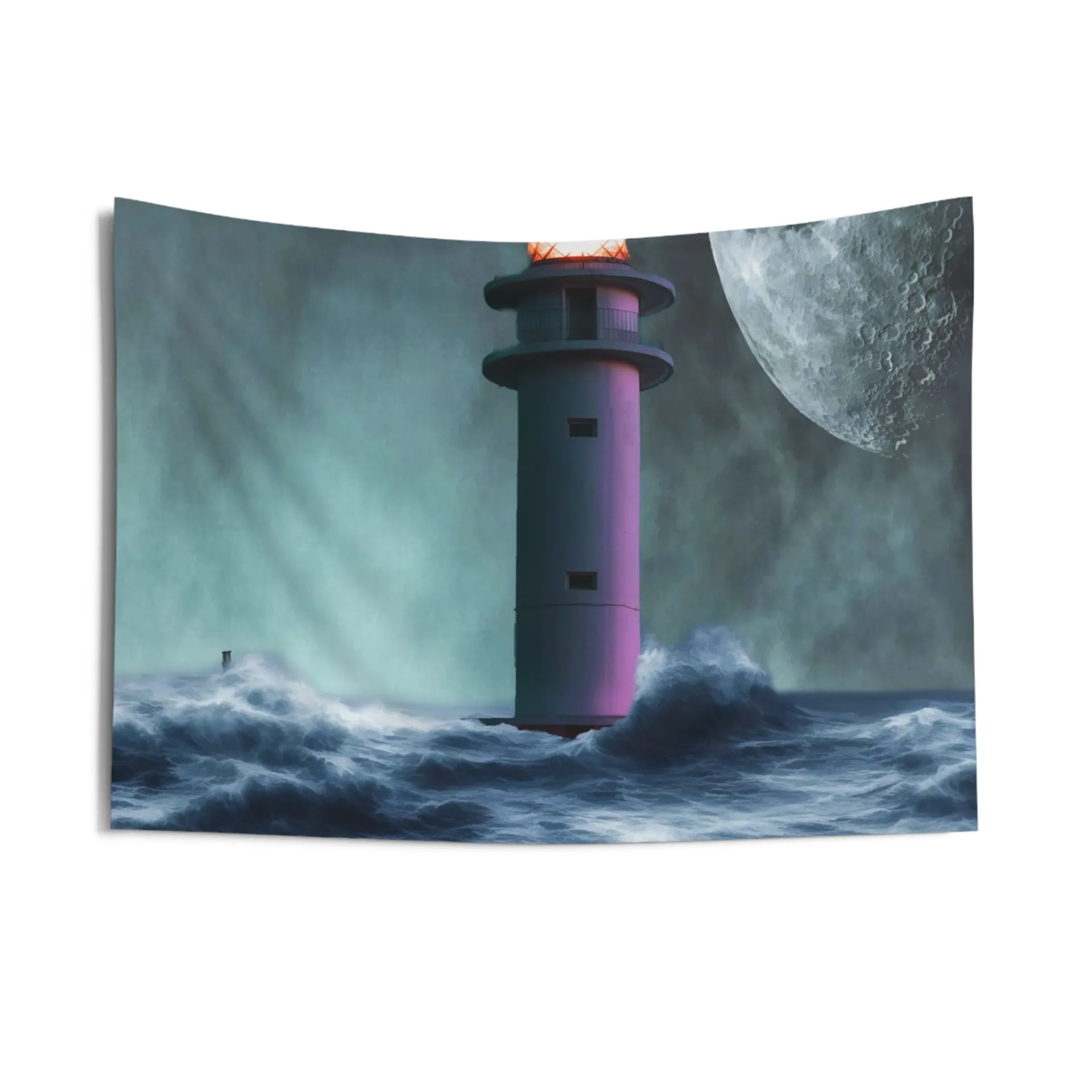 Storm Lighthouse Tapestry | Elegant High-Quality Polyester Wall Hanging