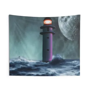 Storm Lighthouse Tapestry | Elegant High-Quality Polyester Wall Hanging