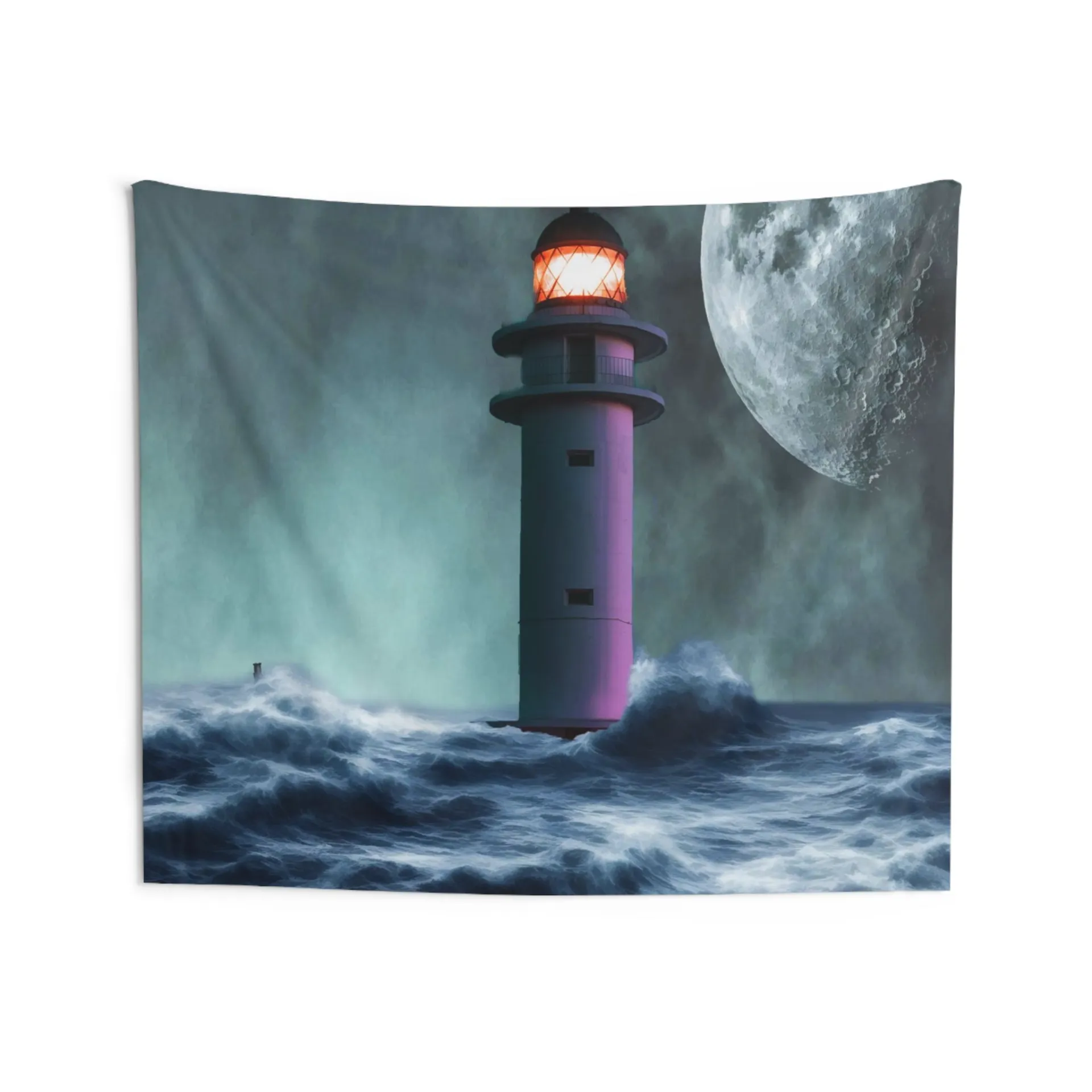 Storm Lighthouse Tapestry | Elegant High-Quality Polyester Wall Hanging