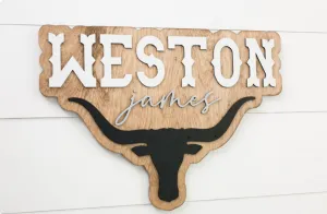 Sugar   Maple Personalized Bubble Wood Sign | Longhorn