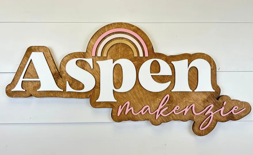 Sugar   Maple Personalized Bubble Wood Sign | Rainbow