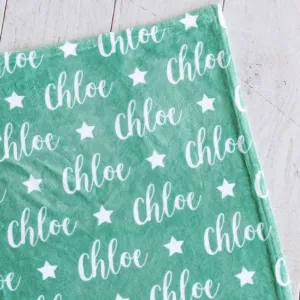 Sugar   Maple Plush Minky Fleece Personalized Blanket | Star Icon Repeating Name
