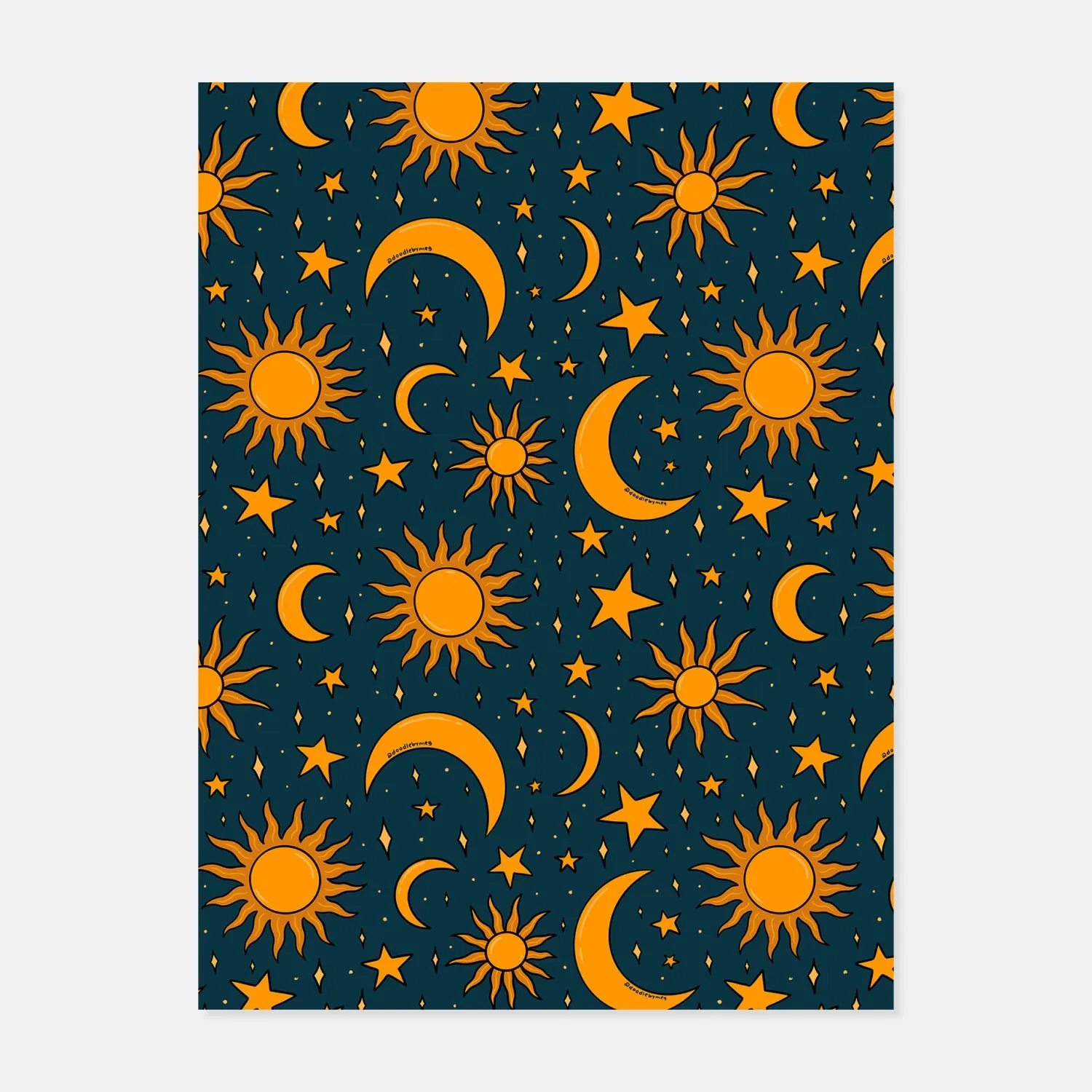 Sun and Stars Print by Doodle by Meg
