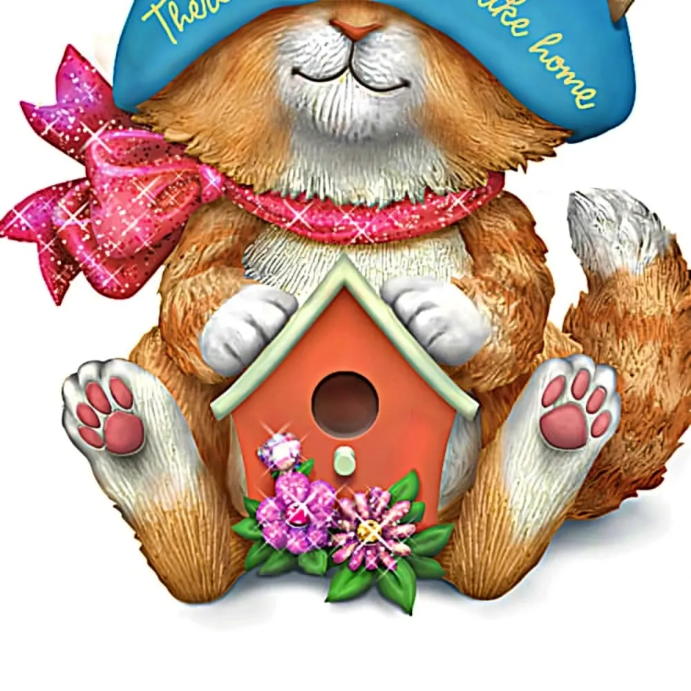 The Hamilton Collection Gnomies Meow And Fur-ever Figurine Collection Issue #1: There's Gnome Place Like Home Handcrafted & Hand-Painted with Glitter Accents by Blake Jensen 4.5-Inches