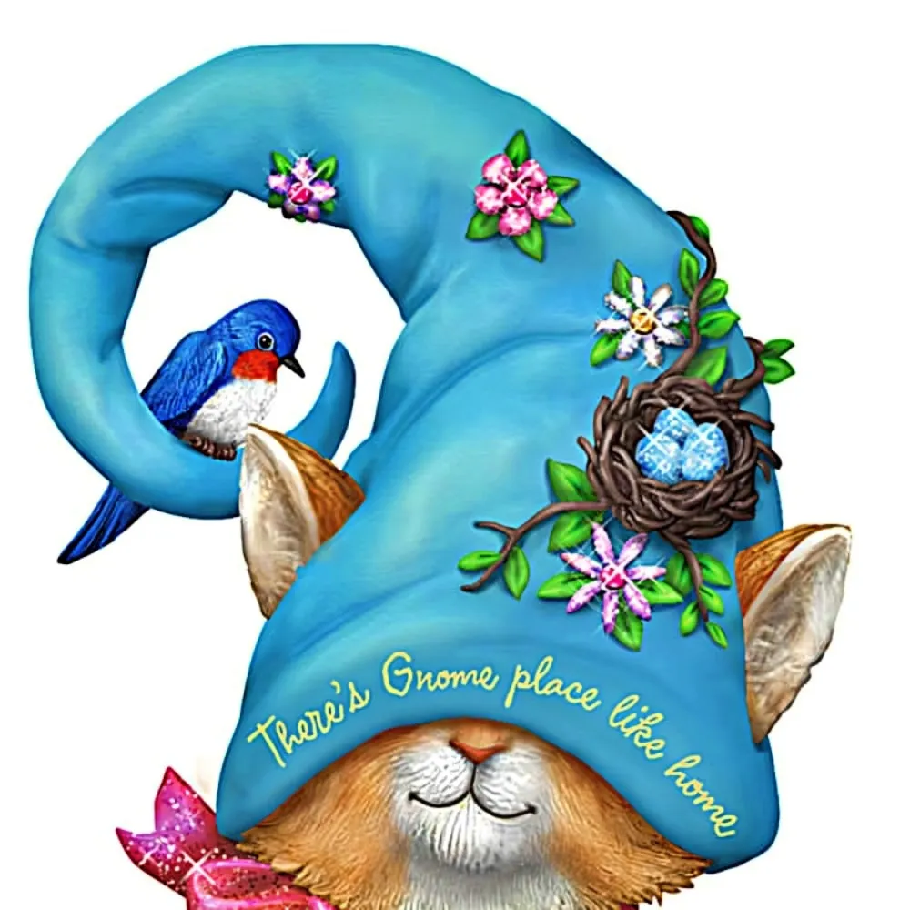 The Hamilton Collection Gnomies Meow And Fur-ever Figurine Collection Issue #1: There's Gnome Place Like Home Handcrafted & Hand-Painted with Glitter Accents by Blake Jensen 4.5-Inches