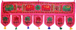 Traditional Indian Door Decor Hanging Toran Window Valance (Pink, 34 x 13 inches)