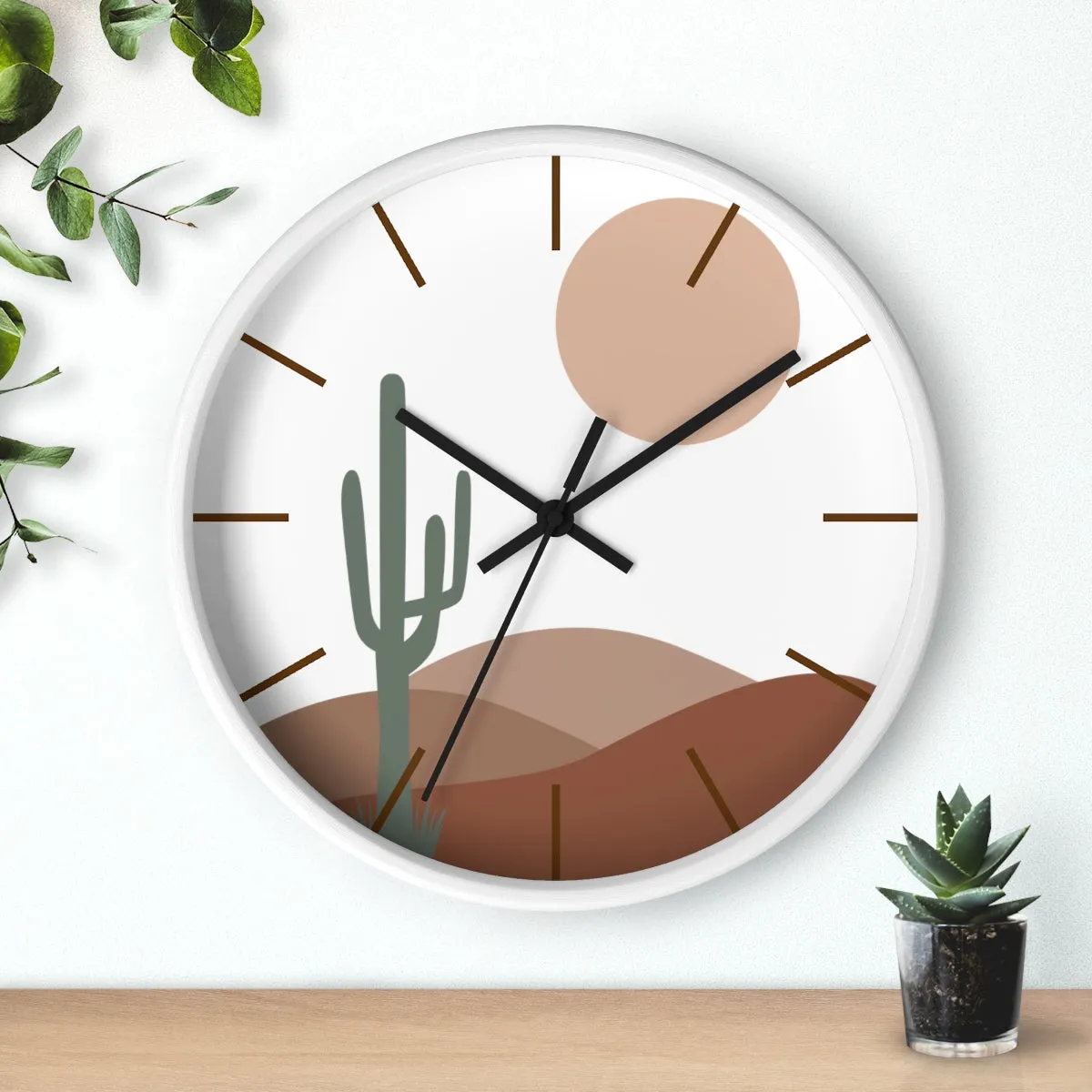 Wall clock Decor Hanging Wall Clock Bohemian Eclectic Desert Scene Rustic Decor Wall Art Silent Tick Clock Battery Operated